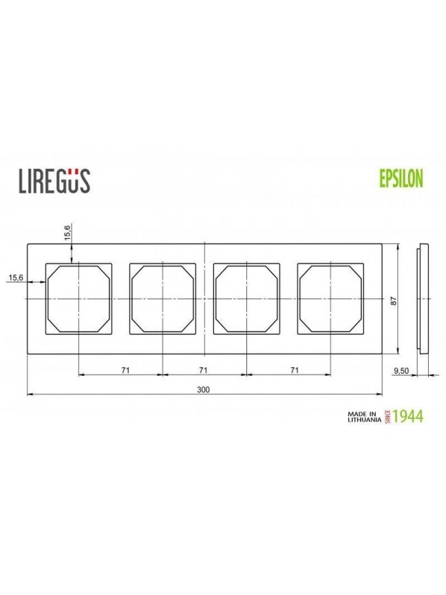 Keturvietis rėmelis LIREGUS EPSILON, juodas matinis stiklas 1 Keturvietis rėmelis LIREGUS EPSILON, juodas matinis stiklas 1