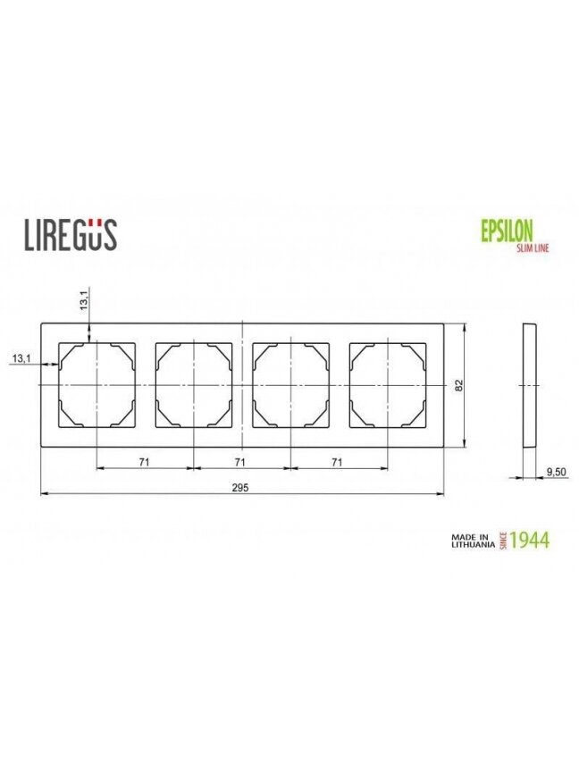 Keturvietis rėmelis LIREGUS EPSILON, juodos spalvos 1