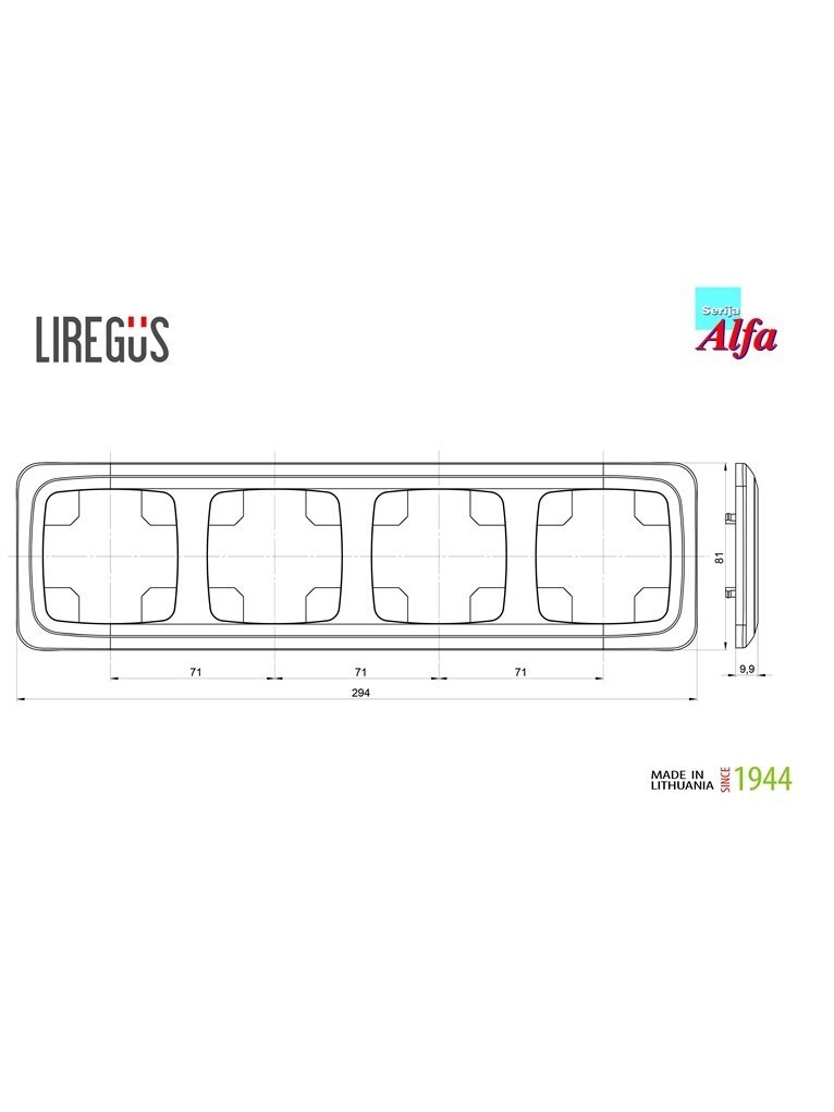 Keturvietis rėmelis LIREGUS ALFA, baltos spalvos 1 Keturvietis rėmelis LIREGUS ALFA, baltos spalvos 1
