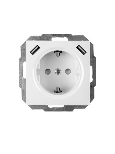 Kištukinis lizdas ELEKTRO-PLAST VESTRA su įž+2USB, balta