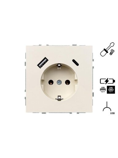 Kištukinis lizdas ir USB A+C kroviklis LIREGUS MODERN,smėlio Kištukinis lizdas ir USB A+C kroviklis LIREGUS MODERN,smėlio