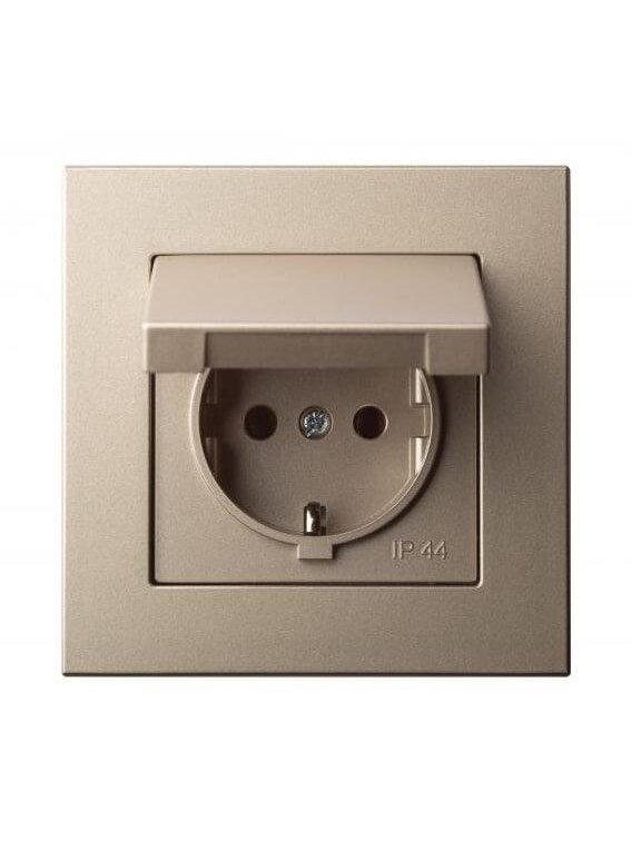 Kištukinis lizdas LIREGUS EPSILON, šampano spalvos, IP44 1