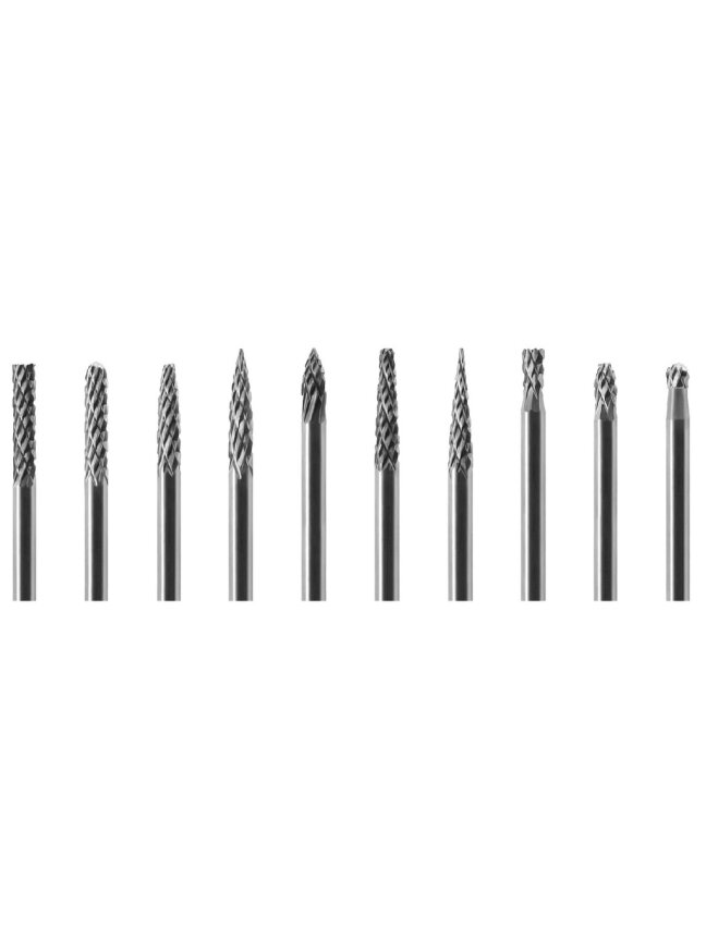 ⬡ Kietmetalio sukamųjų frezų rinkinys Ø3x3 mm 10 vnt. (GX303XX3810) ⬡ Kietmetalio sukamųjų frezų rinkinys Ø3x3 mm 10 vnt. (GX303XX3810)