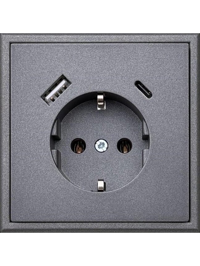 Kištukinis lizdas ir USB A+C kroviklis LIREGUS MODERN,juoda 1 Kištukinis lizdas ir USB A+C kroviklis LIREGUS MODERN,juoda 1