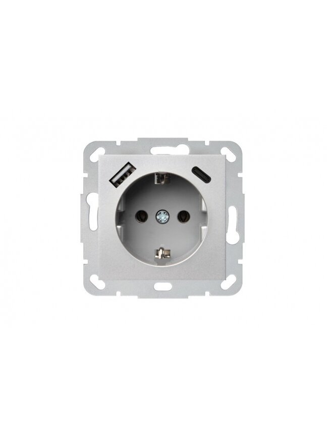 Kištukinis lizdas, USB A+C kroviklis Liregus Epsilon,metalo Kištukinis lizdas, USB A+C kroviklis Liregus Epsilon,metalo