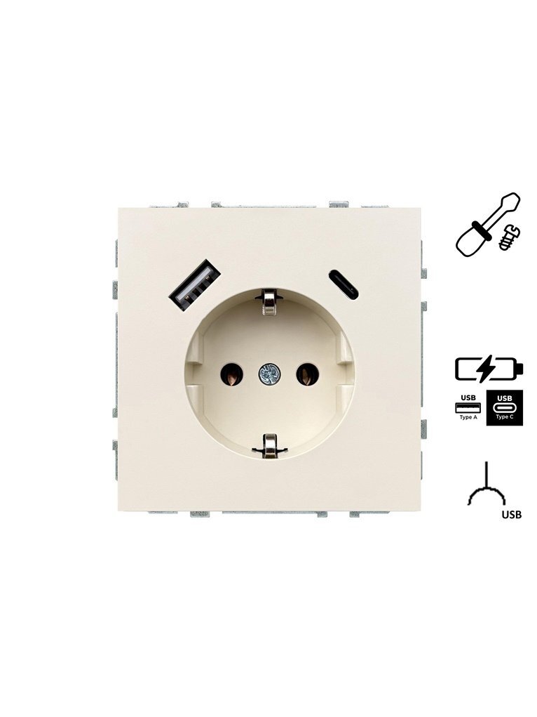 Kištukinis lizdas ir USB A+C kroviklis LIREGUS MODERN,smėlio Kištukinis lizdas ir USB A+C kroviklis LIREGUS MODERN,smėlio