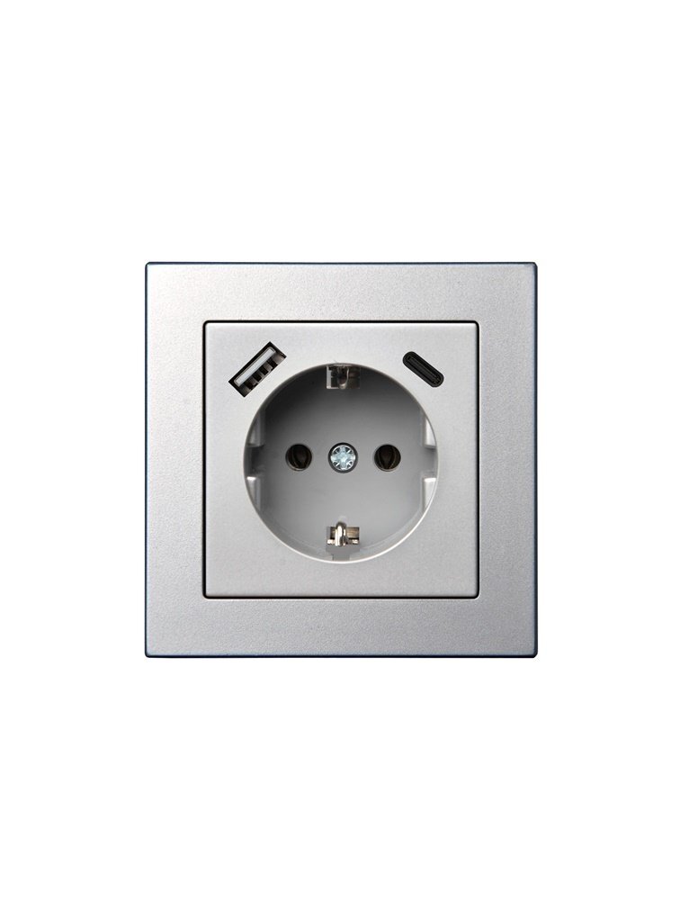 Kištukinis lizdas, USB A+C kroviklis Liregus Epsilon,metalo 1 Kištukinis lizdas, USB A+C kroviklis Liregus Epsilon,metalo 1