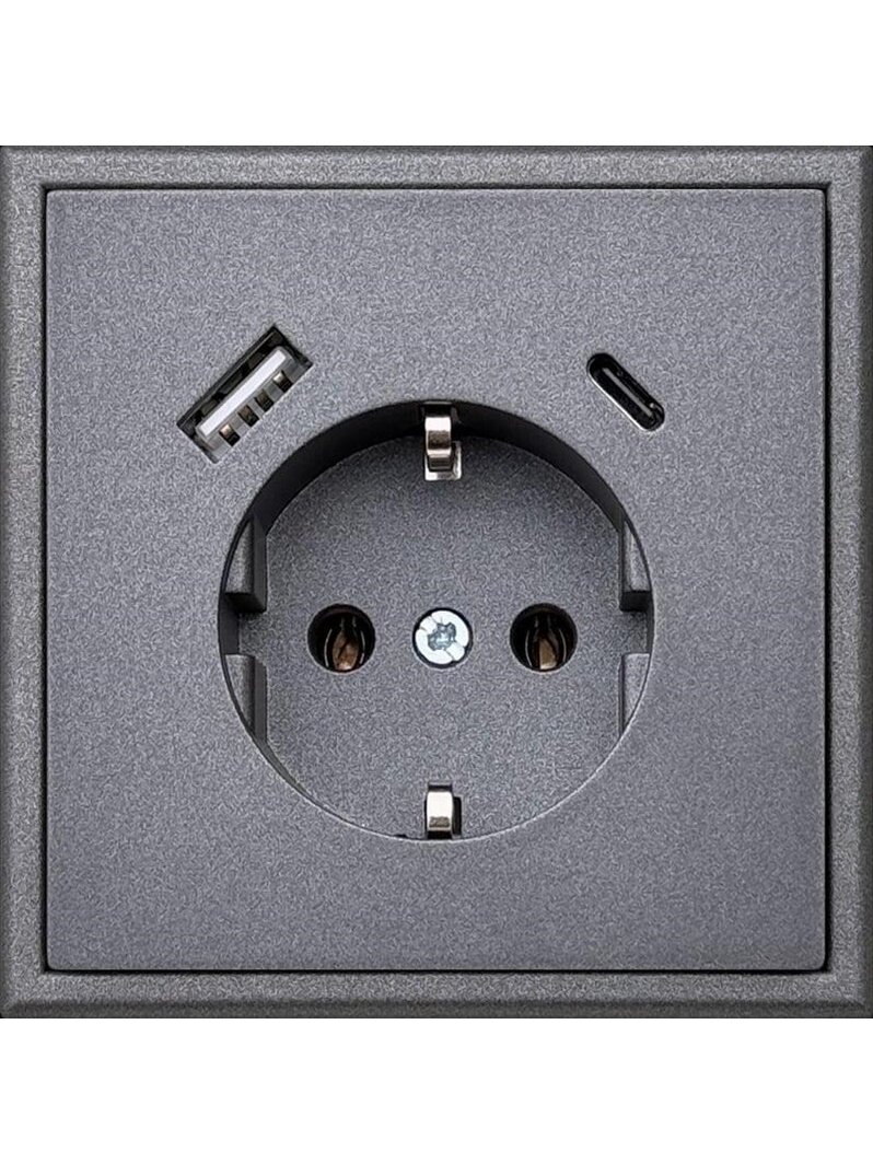 Kištukinis lizdas ir USB A+C kroviklis LIREGUS MODERN,juoda 1 Kištukinis lizdas ir USB A+C kroviklis LIREGUS MODERN,juoda 1