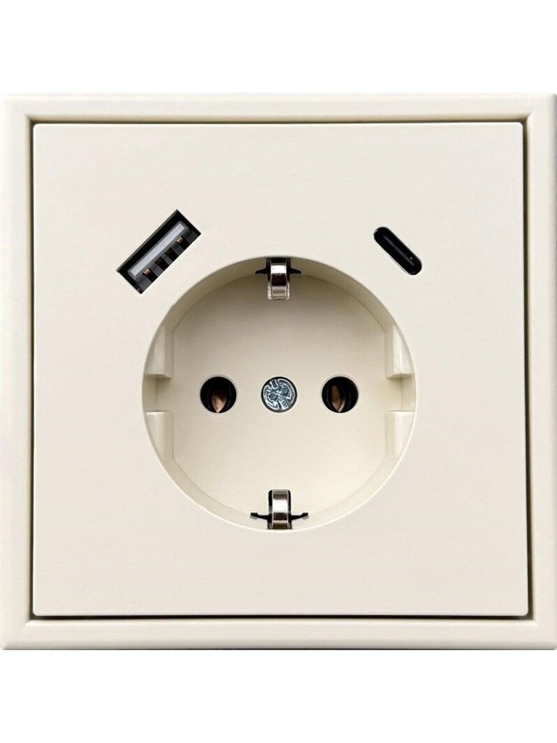 Kištukinis lizdas ir USB A+C kroviklis LIREGUS MODERN,smėlio 1 Kištukinis lizdas ir USB A+C kroviklis LIREGUS MODERN,smėlio 1