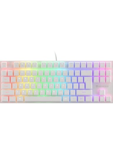 Klaviatūra Genesis Thor 303 TKL RGB White Brown EN, balta