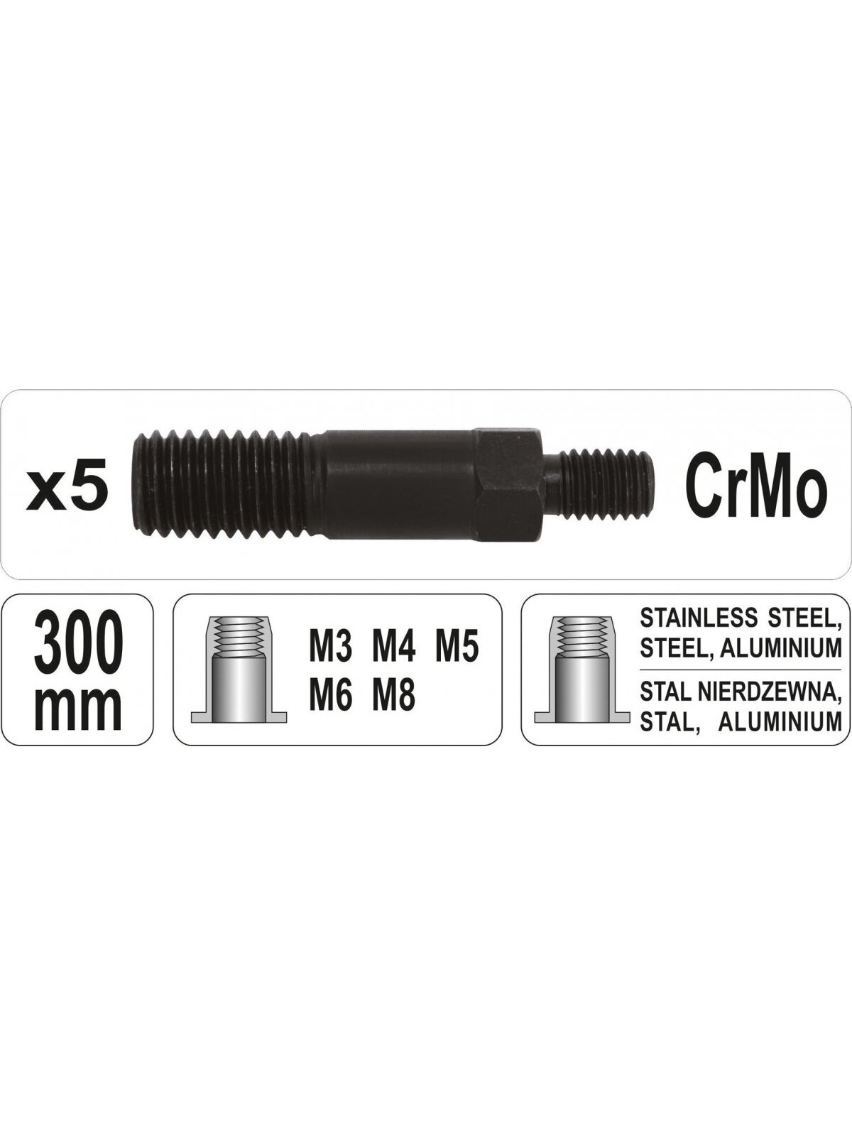 Kniediklis srieginėms kniedėms Yato | M3-M8; 300mm 4
