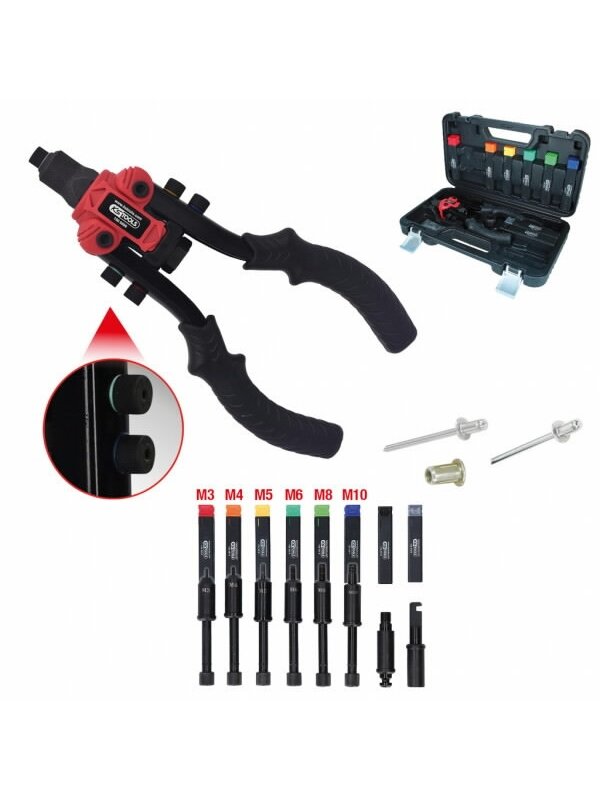 Kniediklis užtraukiamoms ir veržlinėms kniedėms, komplektas1, KS Tools 1