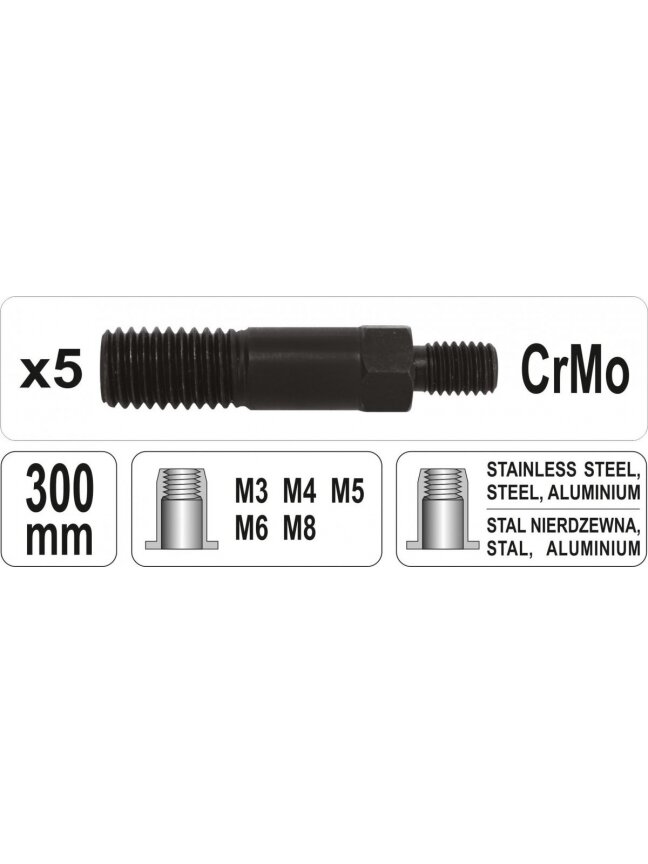 Kniediklis srieginėms kniedėms Yato | M3-M8; 300mm 4
