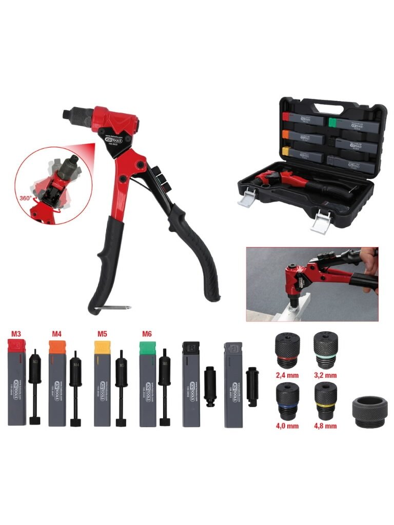 Kniediklis, komplektas trys viename, 12 dalių, KS Tools 2 Kniediklis, komplektas trys viename, 12 dalių, KS Tools 2
