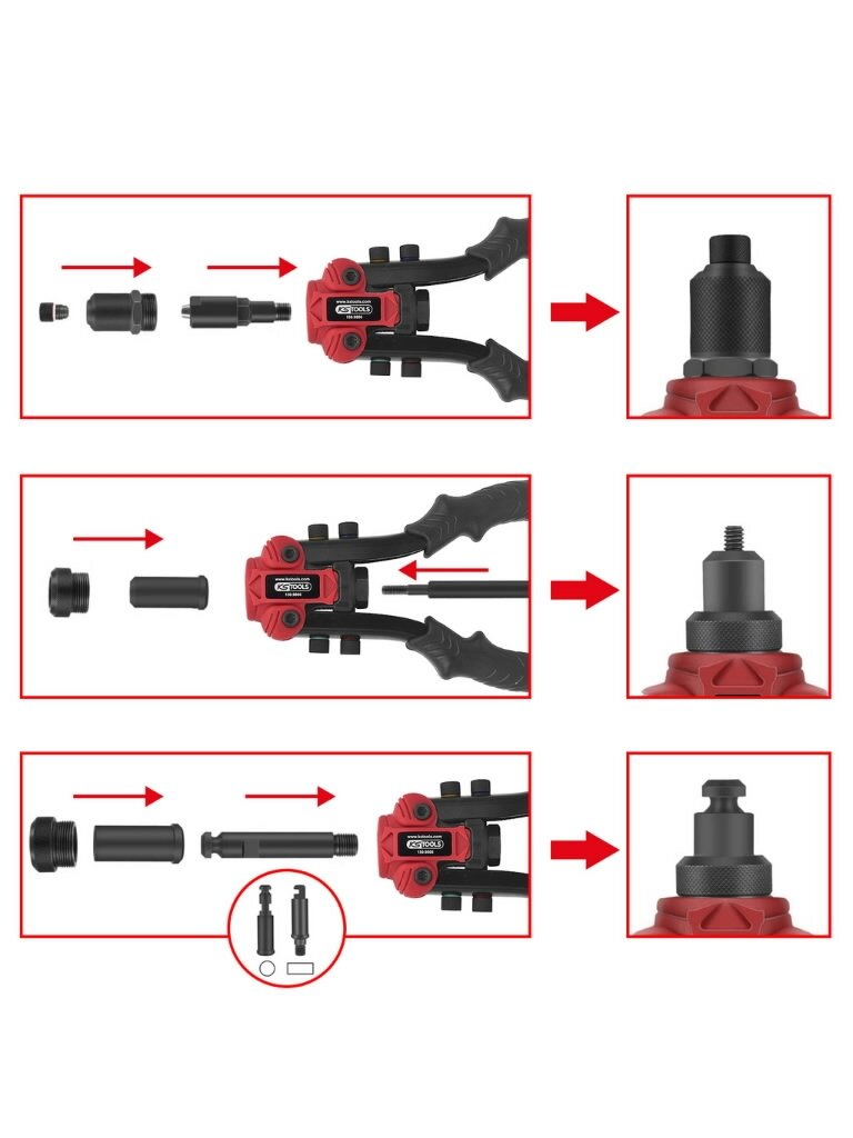 Kniediklis užtraukiamoms ir veržlinėms kniedėms, komplektas1, KS Tools 3