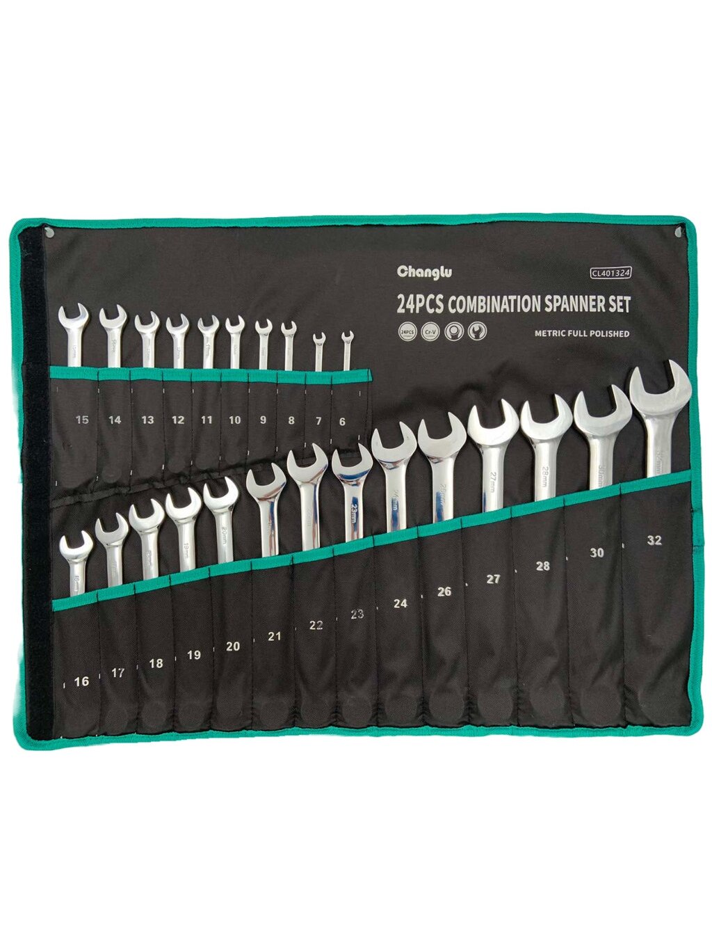 ⬡ Kombinuotų raktų rinkinys 24 vnt. (6-32 mm) (CL401324, CHANGLU TOOLS) ⬡ Kombinuotų raktų rinkinys 24 vnt. (6-32 mm) (CL401324, CHANGLU TOOLS)