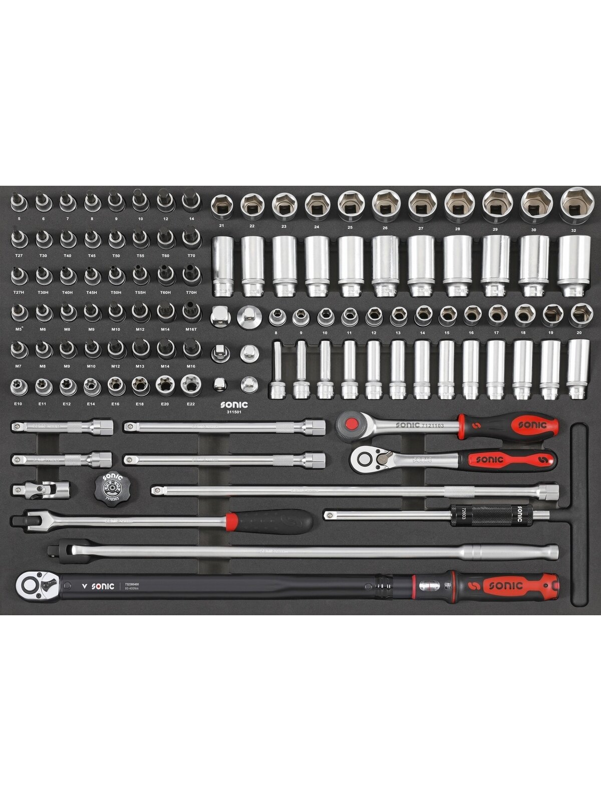Kombinuotas galvučių rinkinys 1/2" SFS-XL, 115 vnt. (311501, SONIC)