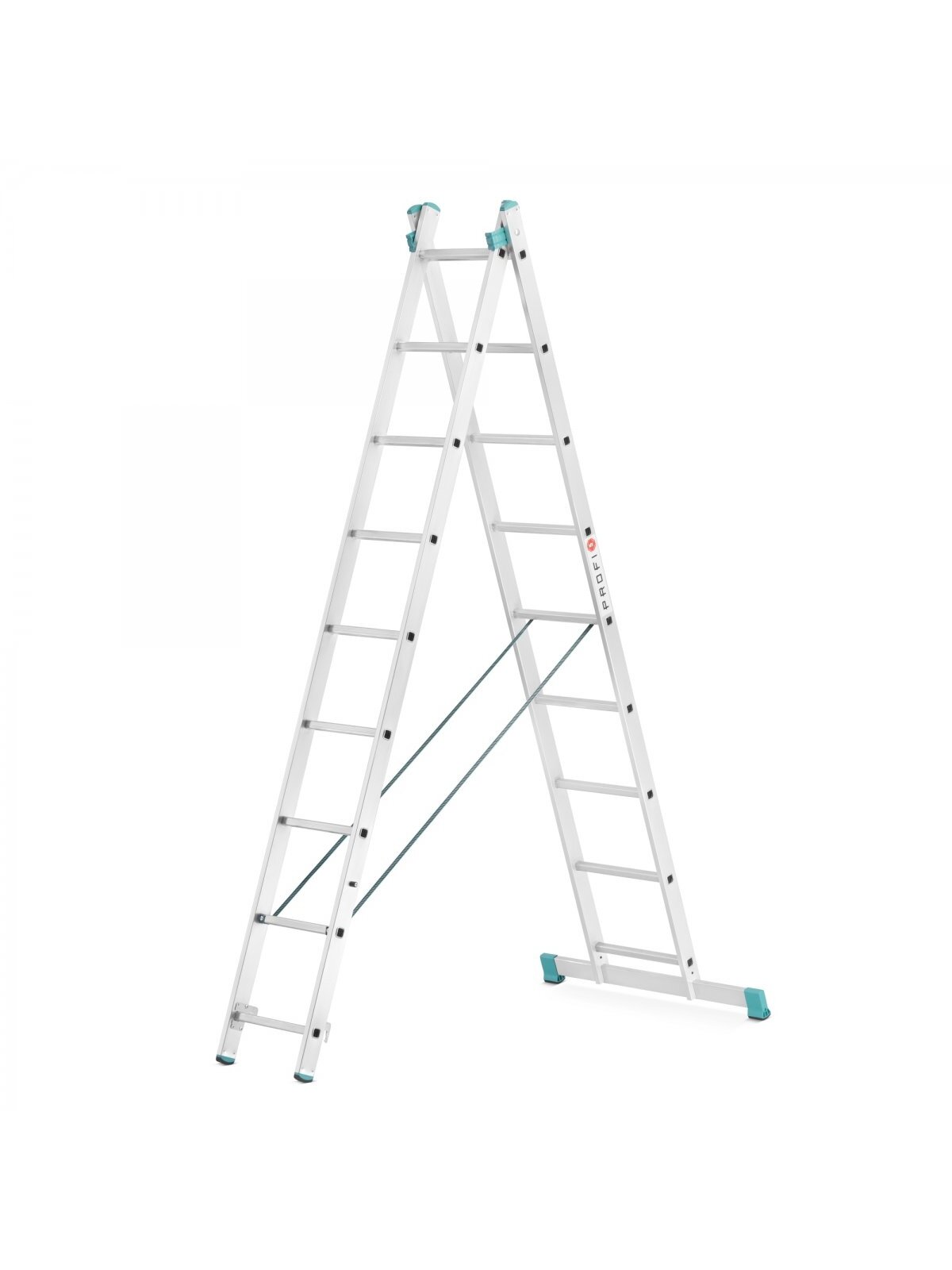 Kopėčios aliuminės, universalios, dvipusės, ištraukiamos, 2 dalių EUROSTYL | 2x9 pakopų 258-427cm Kopėčios aliuminės, universalios, dvipusės, ištraukiamos, 2 dalių EUROSTYL | 2x9 pakopų 258-427cm