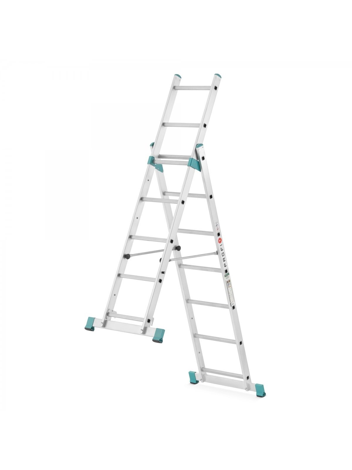 Kopėčios-darbinė aikštelė aliuminė, 2 dalių EUROSTYL | 2x7 pakopų, platforma 34/104cm 4 Kopėčios-darbinė aikštelė aliuminė, 2 dalių EUROSTYL | 2x7 pakopų, platforma 34/104cm 4