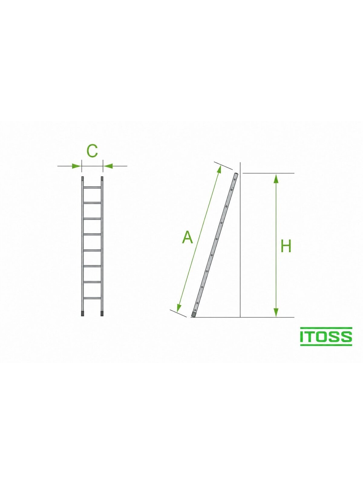 Kopėčios viengubos aliuminės atraminės (serija 61XX) HOBBY | 1×8 pakopų 220 cm 1
