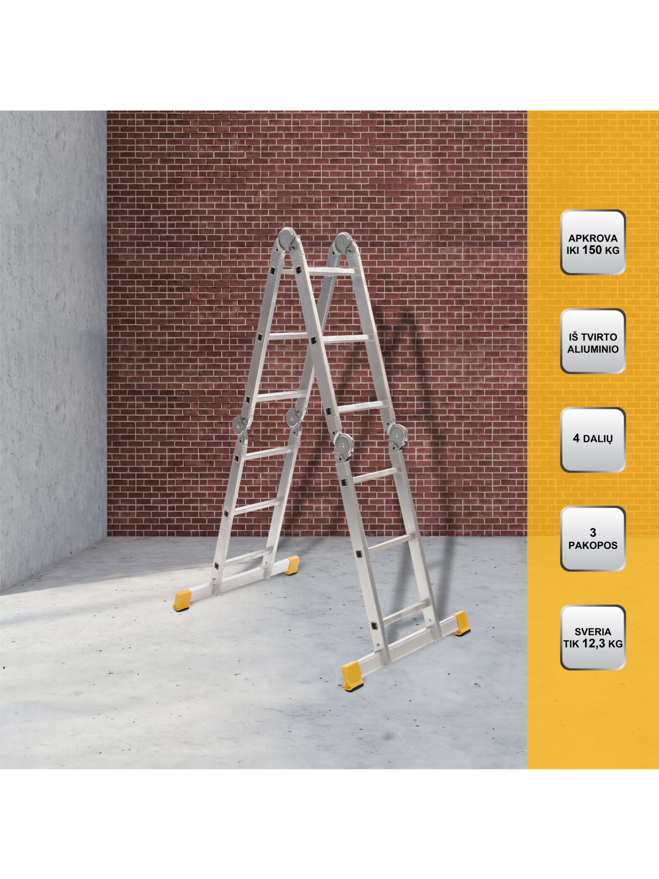 Kopėčios 4 dalių universalios Forte Tools 4410, 429 cm, 329 cm 2 Kopėčios 4 dalių universalios Forte Tools 4410, 429 cm, 329 cm 2