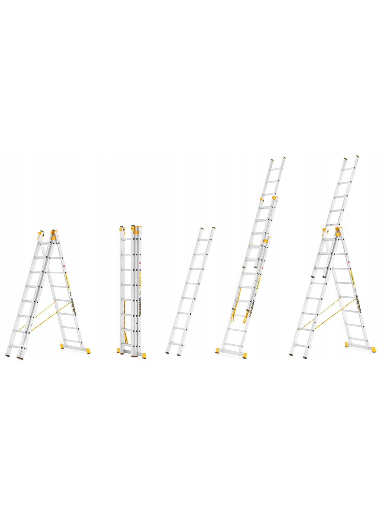 Kopėčios aliuminės, universalios, dvipusės, ištraukiamos 3 dalių FORTE | 3x8 pakopų 242-525cm Kopėčios aliuminės, universalios, dvipusės, ištraukiamos 3 dalių FORTE | 3x8 pakopų 242-525cm