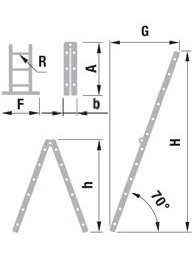 Kopėčios aliuminės, šarnyrinės 2 dalių FORTE | 2x8 pakopų 224-436 cm