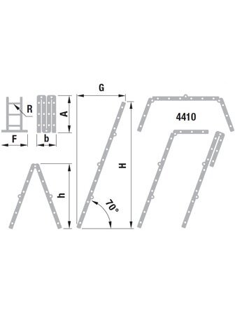 Kopėčios aliuminės, sulankstomos 4 dalių FORTE | 4x3 pakopų 176-344cm 1