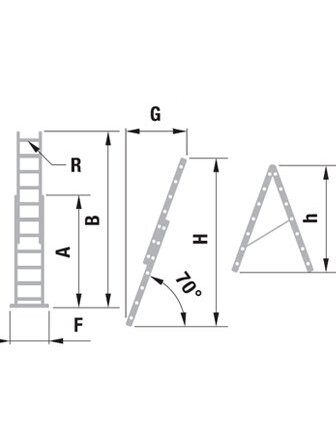 Kopėčios aliuminės, universalios, dvipusės, ištraukiamos, 2 dalių EUROSTYL | 2x11 pakopų 315-513cm 3
