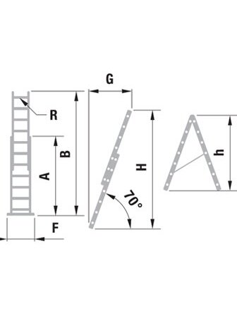 Kopėčios aliuminės, universalios, dvipusės, ištraukiamos 2 dalių FORTE | 2x8 pakopų 242-383cm.