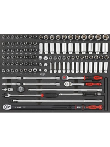 Kombinuotas galvučių rinkinys 1/2" SFS-XL, 115 vnt. (311501, SONIC)