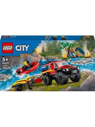 Konstruktor City 4x4  ugniagesių visureig su valtimi