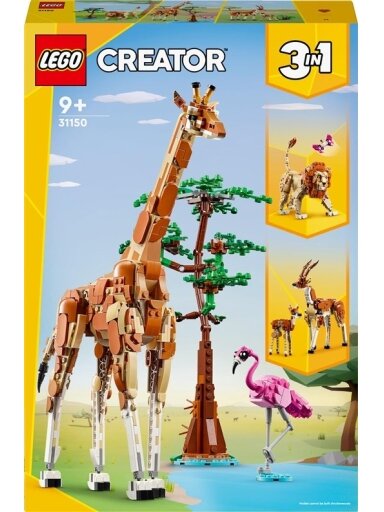 Konstruktorius Creator 3in1 Laukiniai safario gyvūnai 31150