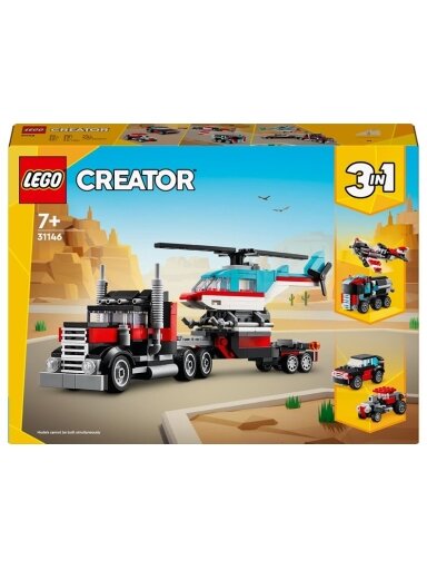 Konstruktorius LEGO Bortinis sunkvežimis su sraigtasparniu