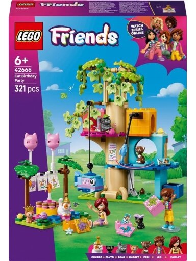 Konstruktorius LEGO® Friends Cat Birthday Party & Tree House