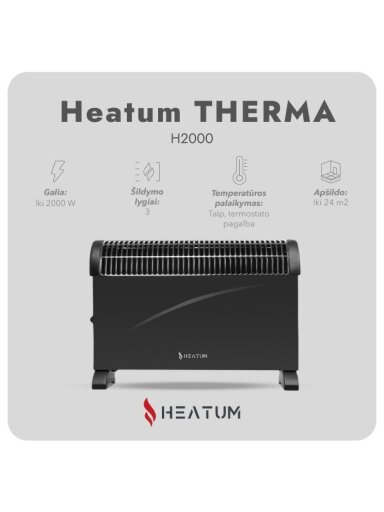 Konvekcinis šildytuvas (elektrinis radiatorius) Heatum THERMA H2000 Juodas