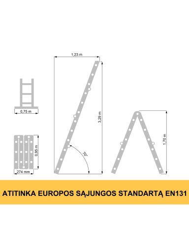 Kopėčios 4 dalių universalios Forte Tools 4410, 429 cm, 329 cm Kopėčios 4 dalių universalios Forte Tools 4410, 429 cm, 329 cm