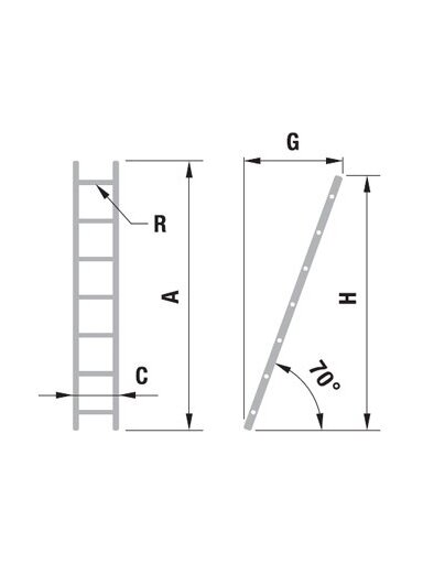 Kopėčios aliuminės, atremiamos EUROSTYL | 9 pakopų 256 cm