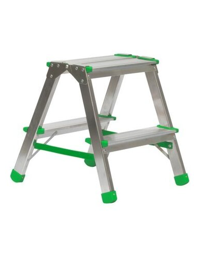 Kopėčios aliuminės, buitinės, dvipusės EUROSTYL | 2 pakopų 38-39cm, max 120 kg