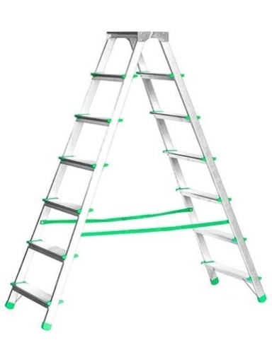 Kopėčios aliuminės, buitinės, dvipusės EUROSTYL | 7 pakopų 140-154cm, max 150kg