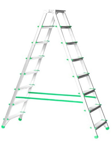 Kopėčios aliuminės, buitinės, dvipusės EUROSTYL | 8 pakopų 163-177cm, max 150kg