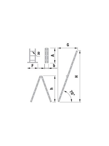 Kopėčios aliuminės, šarnyrinės 2 dalių FORTE | 2x7 pakopų 197-382 cm
