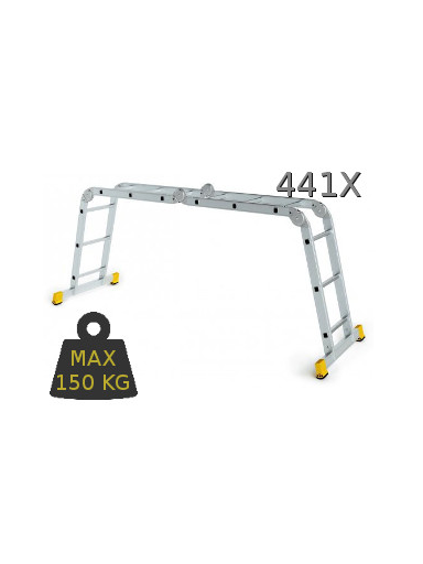 Kopėčios aliuminės, sulankstomos 4 dalių FORTE | 4x3 pakopų 176-344cm
