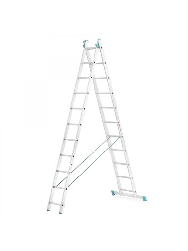 Kopėčios aliuminės, universalios, dvipusės, ištraukiamos, 2 dalių EUROSTYL | 2x11 pakopų 315-513cm