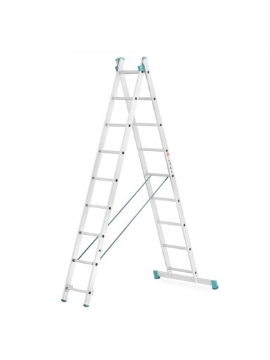 Kopėčios aliuminės, universalios, dvipusės, ištraukiamos, 2 dalių EUROSTYL | 2x9 pakopų 258-427cm
