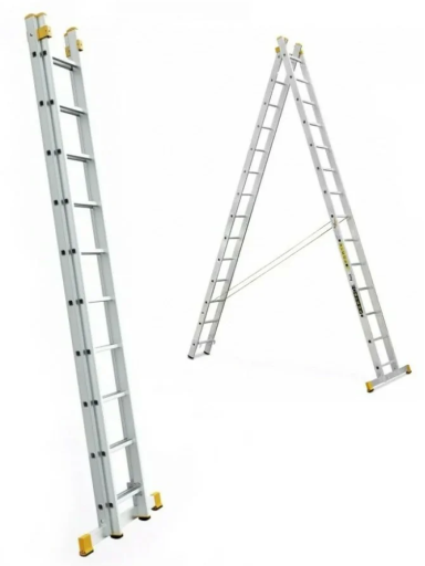 Kopėčios aliuminės, universalios, dvipusės, ištraukiamos 2 dalių FORTE | 2xx10 pakopų 298-496cm.