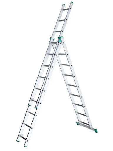 Kopėčios aliuminės, universalios, dvipusės, ištraukiamos, 3 dalių EUROSTYL | 3x10 pakopų 286-625cm