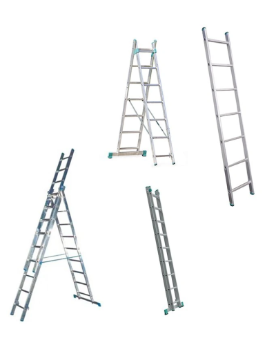 Kopėčios aliuminės, universalios, dvipusės, ištraukiamos, 3 dalių EUROSTYL | 3x8 pakopų 230-513cm