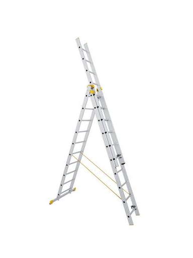 Kopėčios aliuminės, universalios, dvipusės, ištraukiamos 3 dalių FORTE | 3x10 pakopų 299-695cm