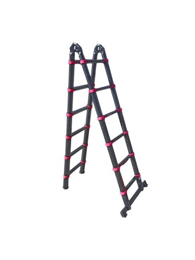 Kopėčios teleskopinės dvipusės aliuminės DRAUMET | 12 pakopų 85-380cm